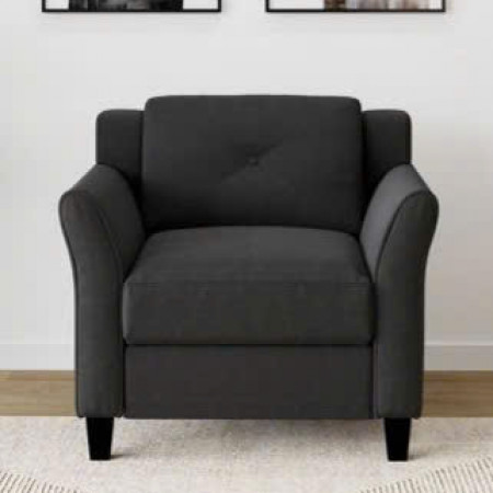 Life Black : Ghế Sofa Đơn Với Tay Vịn Cong, Vải Màu Đen